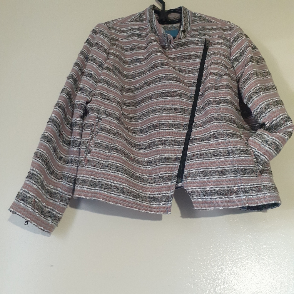 plus size +18 BOUCLE TWEED MOTO BIKER JACKET